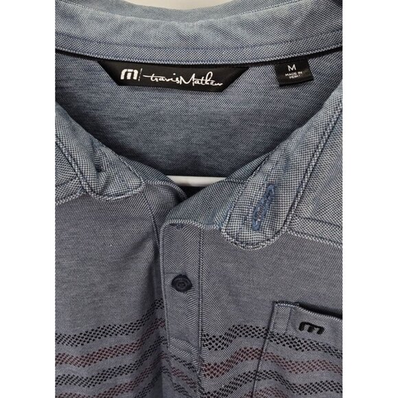 Travis Mathew Mens Polo Short Sleeve‎ Shirt Blue M Golf Performance Stretch - Picture 4 of 4